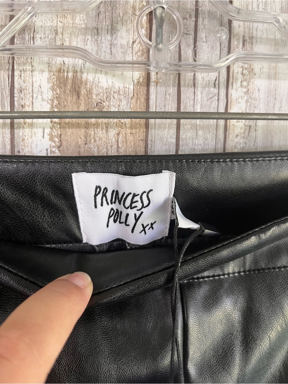 Princess Polly Braden Pants Size 4 Black Faux Leather High Rise Flare NWT - Picture 6 of 7